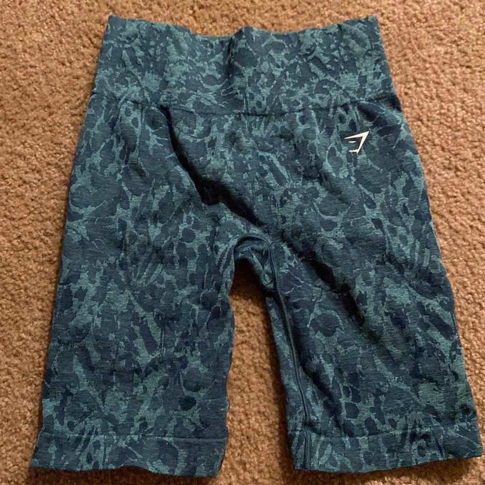 Gymshark Teal Green Patterned Bike Shorts